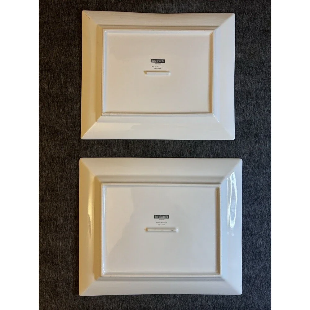 Rare House Beautiful BLANCA White Serving Platters Porcelain Set 14.25” & 11”